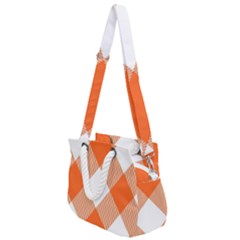 Orange And White Diagonal Plaids Rope Handles Shoulder Strap Bag by ConteMonfrey