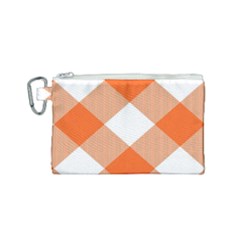 Orange And White Diagonal Plaids Canvas Cosmetic Bag (small) by ConteMonfrey