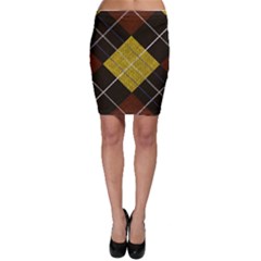 Modern Yellow Golden Plaid Bodycon Skirt by ConteMonfrey