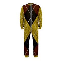 Modern Yellow Golden Plaid Onepiece Jumpsuit (kids) by ConteMonfrey