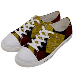 Modern Yellow Golden Plaid Women s Low Top Canvas Sneakers by ConteMonfrey