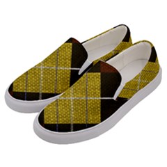 Modern Yellow Golden Plaid Men s Canvas Slip Ons by ConteMonfrey