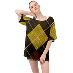 Modern Yellow golden Plaid Oversized Chiffon Top