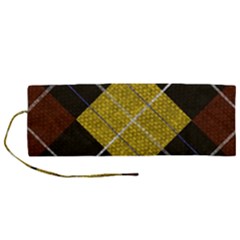 Modern Yellow golden Plaid Roll Up Canvas Pencil Holder (M)