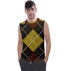 Modern Yellow golden Plaid Men s Regular Tank Top