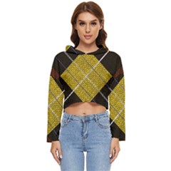 Modern Yellow golden Plaid Women s Lightweight Cropped Hoodie