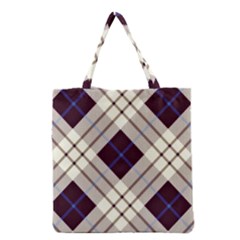 Blue, Purple And White Diagonal Plaids Grocery Tote Bag by ConteMonfrey