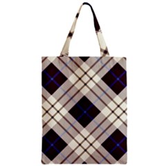 Blue, Purple And White Diagonal Plaids Zipper Classic Tote Bag by ConteMonfrey