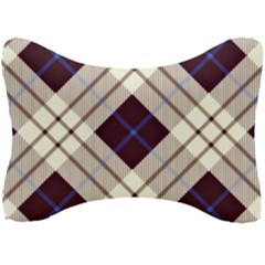 Blue, Purple And White Diagonal Plaids Seat Head Rest Cushion by ConteMonfrey