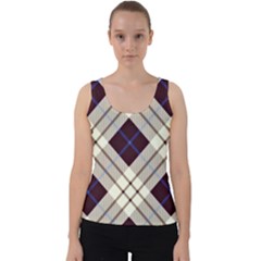 Blue, Purple And White Diagonal Plaids Velvet Tank Top by ConteMonfrey