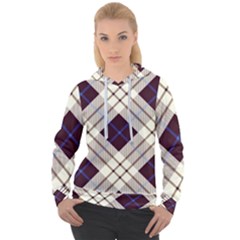 Blue, Purple And White Diagonal Plaids Women s Overhead Hoodie by ConteMonfrey