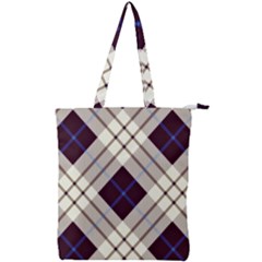 Blue, Purple And White Diagonal Plaids Double Zip Up Tote Bag by ConteMonfrey