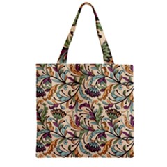 Wallpaper Floral Pattern Zipper Grocery Tote Bag