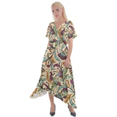 Wallpaper Floral Pattern Cross Front Sharkbite Hem Maxi Dress by Ravend