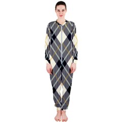 Black, Yellow And White Diagonal Plaids Onepiece Jumpsuit (ladies) by ConteMonfrey