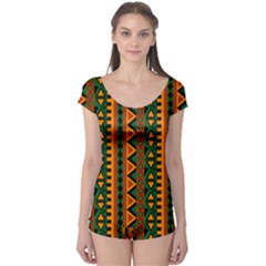 African Pattern Texture Boyleg Leotard 