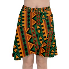 African Pattern Texture Chiffon Wrap Front Skirt by Ravend