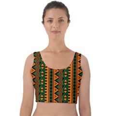 African Pattern Texture Velvet Crop Top