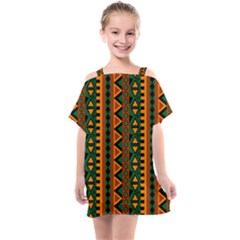 African Pattern Texture Kids  One Piece Chiffon Dress