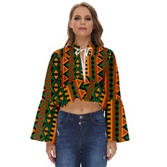 African Pattern Texture Boho Long Bell Sleeve Top