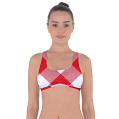 Red And White Diagonal Plaids Got No Strings Sports Bra by ConteMonfrey