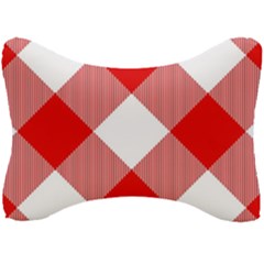 Red And White Diagonal Plaids Seat Head Rest Cushion by ConteMonfrey