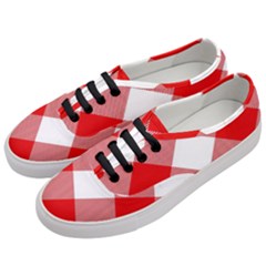 Red And White Diagonal Plaids Women s Classic Low Top Sneakers by ConteMonfrey