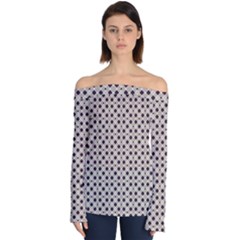 Diagonal Gray And Blue Off Shoulder Long Sleeve Top by ConteMonfrey