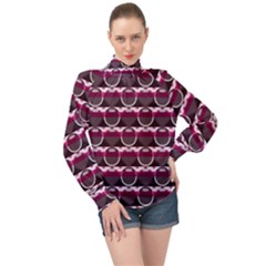 Background Geometric Pattern Orb Pattern High Neck Long Sleeve Chiffon Top