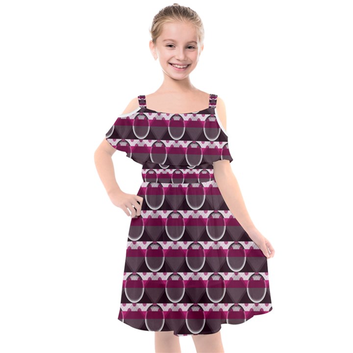 Background Geometric Pattern Orb Pattern Kids  Cut Out Shoulders Chiffon Dress