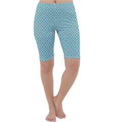 Diagonal Turquoise Plaids Cropped Leggings  by ConteMonfrey