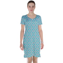 Diagonal Turquoise Plaids Short Sleeve Nightdress by ConteMonfrey