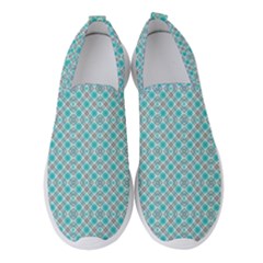 Diagonal Turquoise Plaids Women s Slip On Sneakers by ConteMonfrey