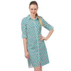 Diagonal Turquoise Plaids Long Sleeve Mini Shirt Dress by ConteMonfrey