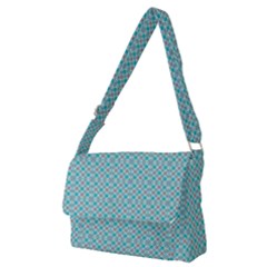 Diagonal Turquoise Plaids Full Print Messenger Bag (m) by ConteMonfrey