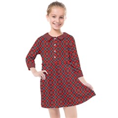 Red Diagonal Plaids Kids  Quarter Sleeve Shirt Dress by ConteMonfrey