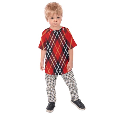 Black, Red, White Diagonal Plaids Kids  Raglan Tee by ConteMonfrey