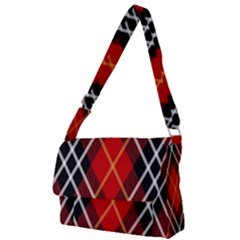 Black, Red, White Diagonal Plaids Full Print Messenger Bag (l) by ConteMonfrey