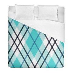 Ice Blue Diagonal Plaids Duvet Cover (full/ Double Size) by ConteMonfrey