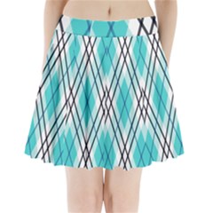 Ice Blue Diagonal Plaids Pleated Mini Skirt by ConteMonfrey