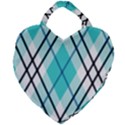 Ice blue diagonal plaids Giant Heart Shaped Tote View1