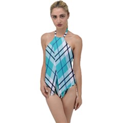 Ice blue diagonal plaids Go with the Flow One Piece Swimsuit