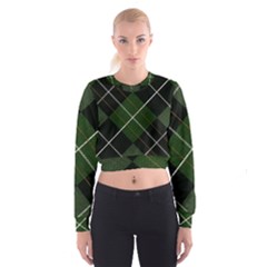 Modern Green Plaid Cropped Sweatshirt by ConteMonfrey