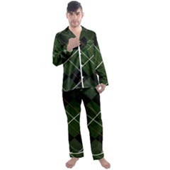 Modern Green Plaid Men s Long Sleeve Satin Pajamas Set by ConteMonfrey
