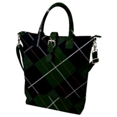 Modern Green Plaid Buckle Top Tote Bag by ConteMonfrey