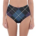 Modern Blue Plaid Reversible High-Waist Bikini Bottoms View3