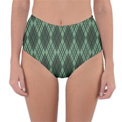 Dark Green Multi Colors Plaid  Reversible High-waist Bikini Bottoms by ConteMonfrey