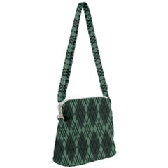 Dark Green Multi Colors Plaid  Zipper Messenger Bag by ConteMonfrey