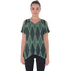 Dark Green Multi Colors Plaid  Cut Out Side Drop Tee by ConteMonfrey