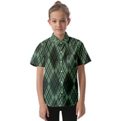 Dark Green Multi Colors Plaid  Kids  Short Sleeve Shirt by ConteMonfrey